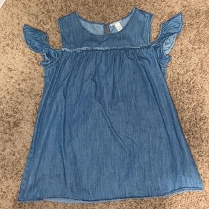 girls jean cold shoulder top